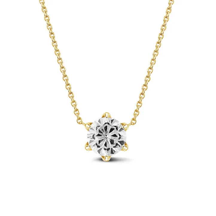 2.50 quilates colgante solitario en oro amarillo con diamante redondo 