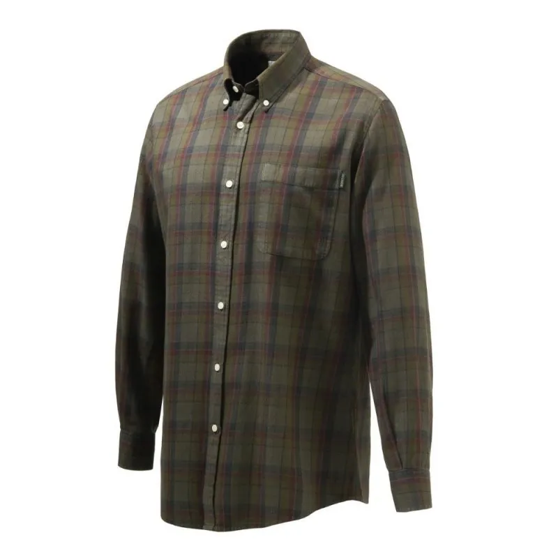 Beretta Camisa con botones de madera Beige & Red Overd. Bark