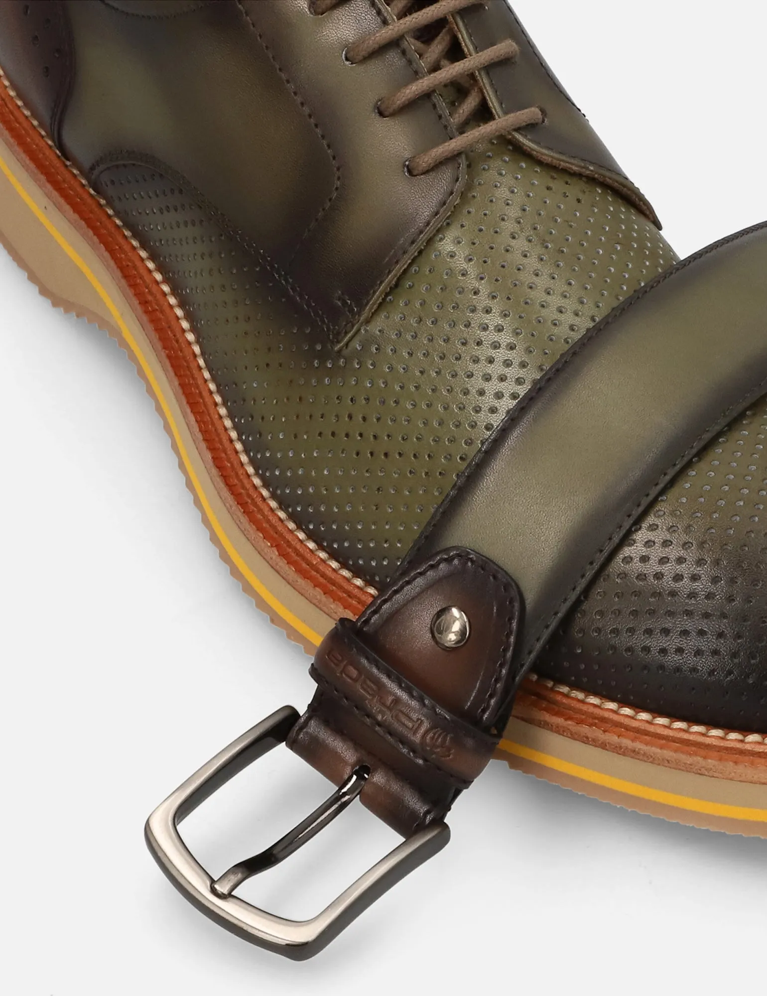 Blucher en piel picado luigi color verde