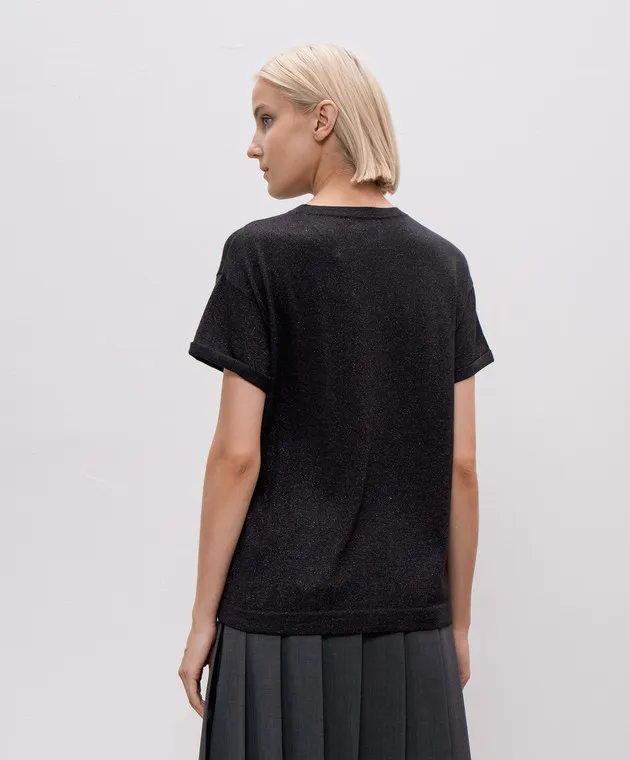 Brunello Cucinelli Black top with cashmere and silk with lurex