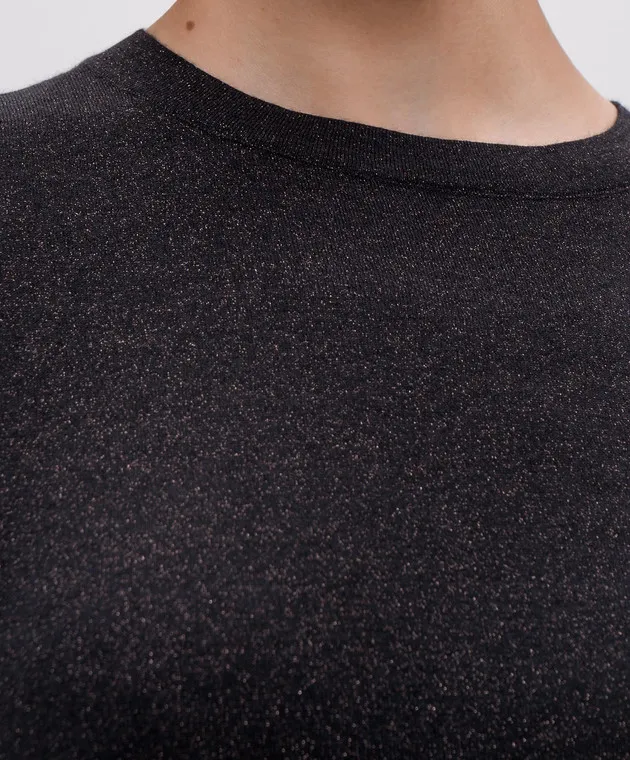 Brunello Cucinelli Black top with cashmere and silk with lurex