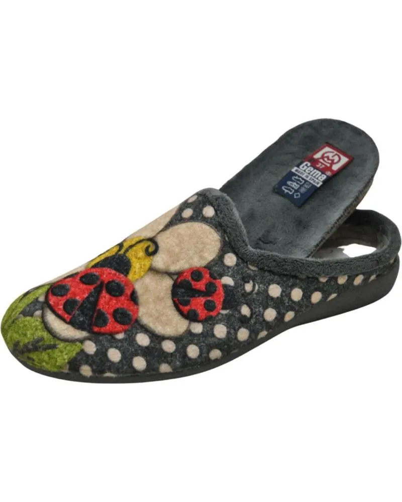 CALZADO DE CASA DE MUJER GEMA COMFORT GEMA CONFORT  ZAPATILLA PARA EL HOGAR TALLAS GRANDES PL GRIS