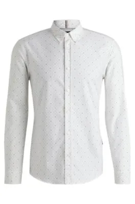 Camisa slim fit en algodón Oxford estampado