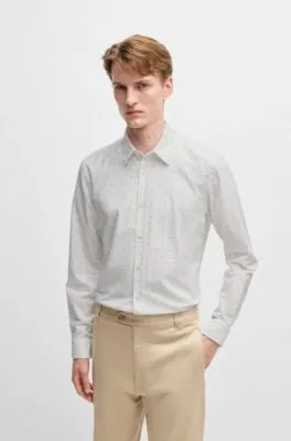 Camisa slim fit en algodón Oxford estampado