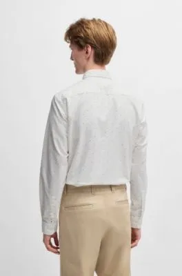 Camisa slim fit en algodón Oxford estampado