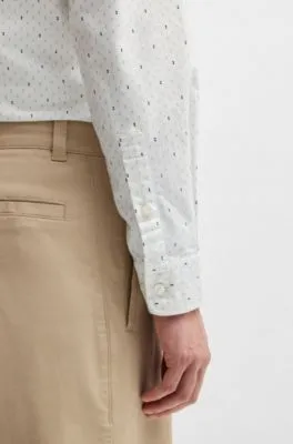 Camisa slim fit en algodón Oxford estampado
