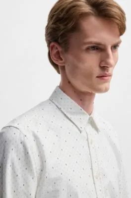 Camisa slim fit en algodón Oxford estampado