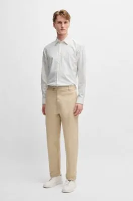 Camisa slim fit en algodón Oxford estampado