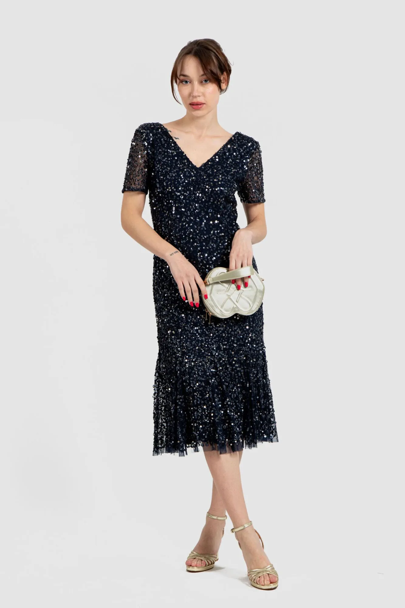 Cuplé Vestido midi volante lentejuelas