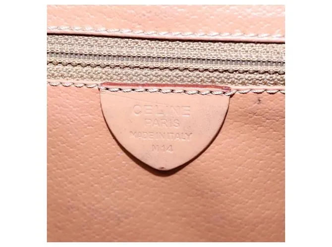 Céline Bolso de hombro de lona Macadam CELINE, cuero PVC, dorado, marrón, auténtico 86835 Castaño 