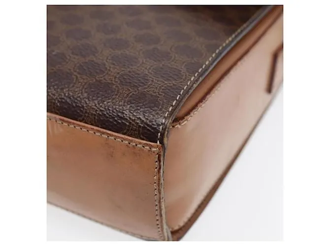 Céline Bolso de hombro de lona Macadam CELINE, cuero PVC, dorado, marrón, auténtico 86835 Castaño 