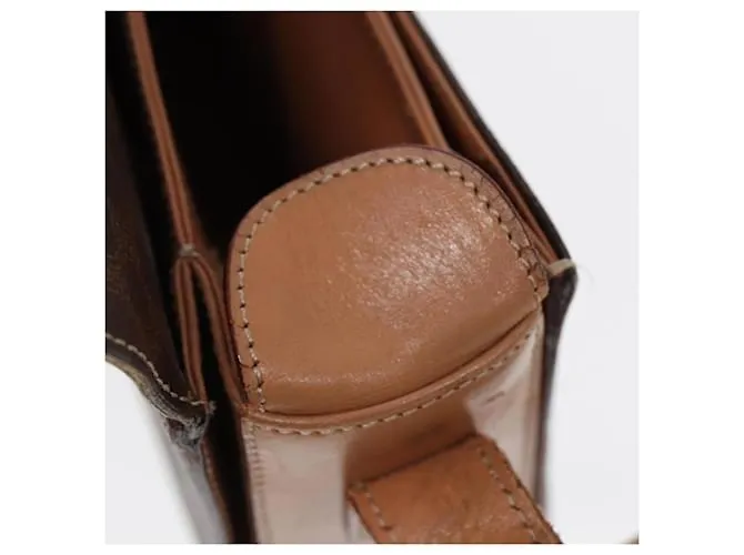 Céline Bolso de hombro de lona Macadam CELINE, cuero PVC, dorado, marrón, auténtico 86835 Castaño 