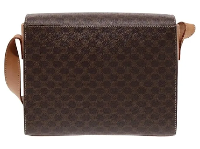Céline Bolso de hombro de lona Macadam CELINE, cuero PVC, dorado, marrón, auténtico 86835 Castaño 