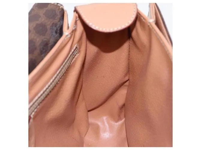 Céline Bolso de hombro de lona Macadam CELINE, cuero PVC, dorado, marrón, auténtico 86835 Castaño 
