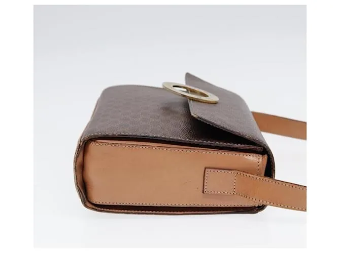 Céline Bolso de hombro de lona Macadam CELINE, cuero PVC, dorado, marrón, auténtico 86835 Castaño 