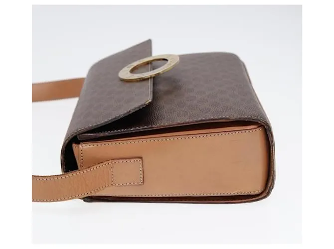 Céline Bolso de hombro de lona Macadam CELINE, cuero PVC, dorado, marrón, auténtico 86835 Castaño 