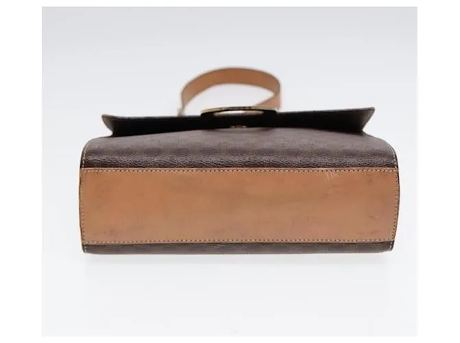 Céline Bolso de hombro de lona Macadam CELINE, cuero PVC, dorado, marrón, auténtico 86835 Castaño 