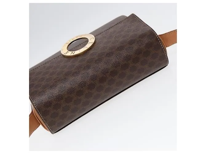 Céline Bolso de hombro de lona Macadam CELINE, cuero PVC, dorado, marrón, auténtico 86835 Castaño 
