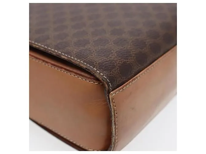 Céline Bolso de hombro de lona Macadam CELINE, cuero PVC, dorado, marrón, auténtico 86835 Castaño 