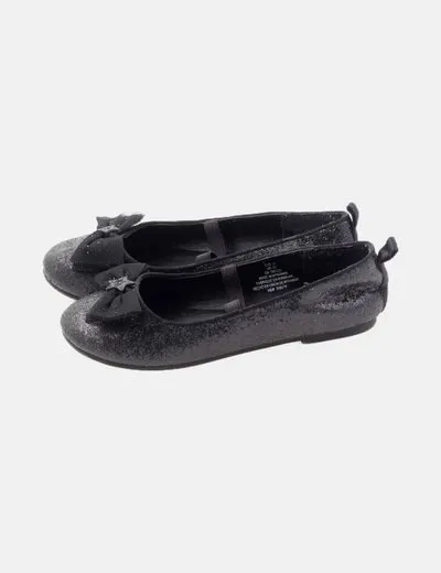 H&M Bailarina negra detalle lazo