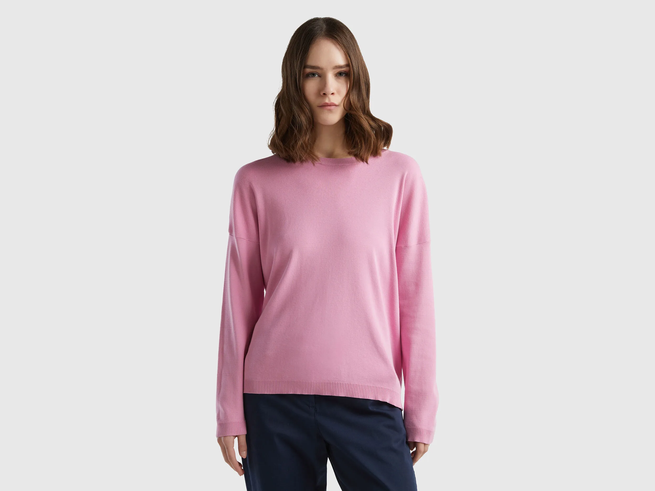 Jersey de algodón con escote redondo