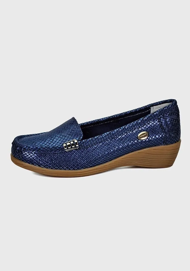 Mocasín Cuero Helen Azul