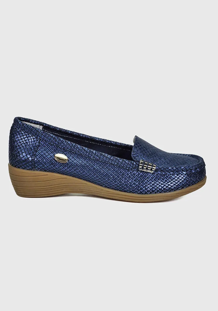 Mocasín Cuero Helen Azul