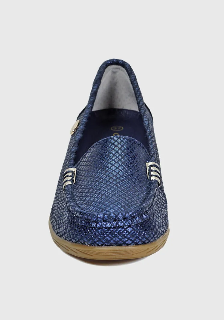 Mocasín Cuero Helen Azul