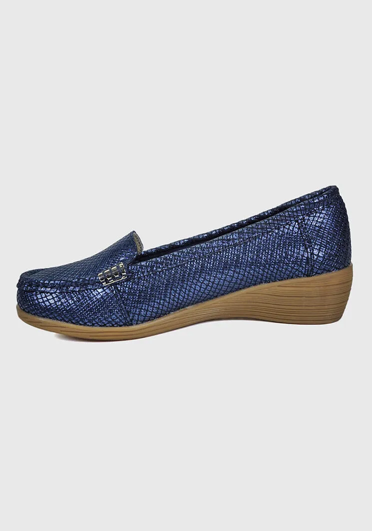 Mocasín Cuero Helen Azul