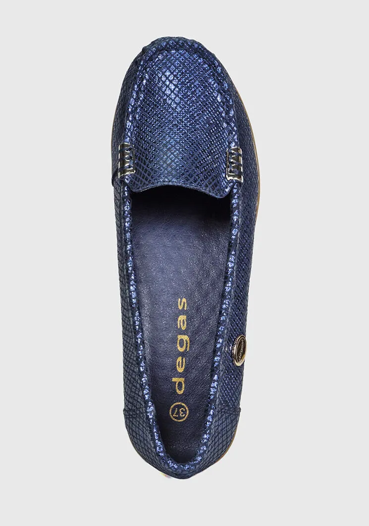 Mocasín Cuero Helen Azul
