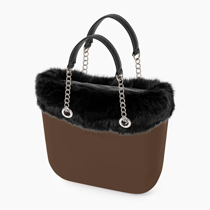 O bag mini corteza y negro fur