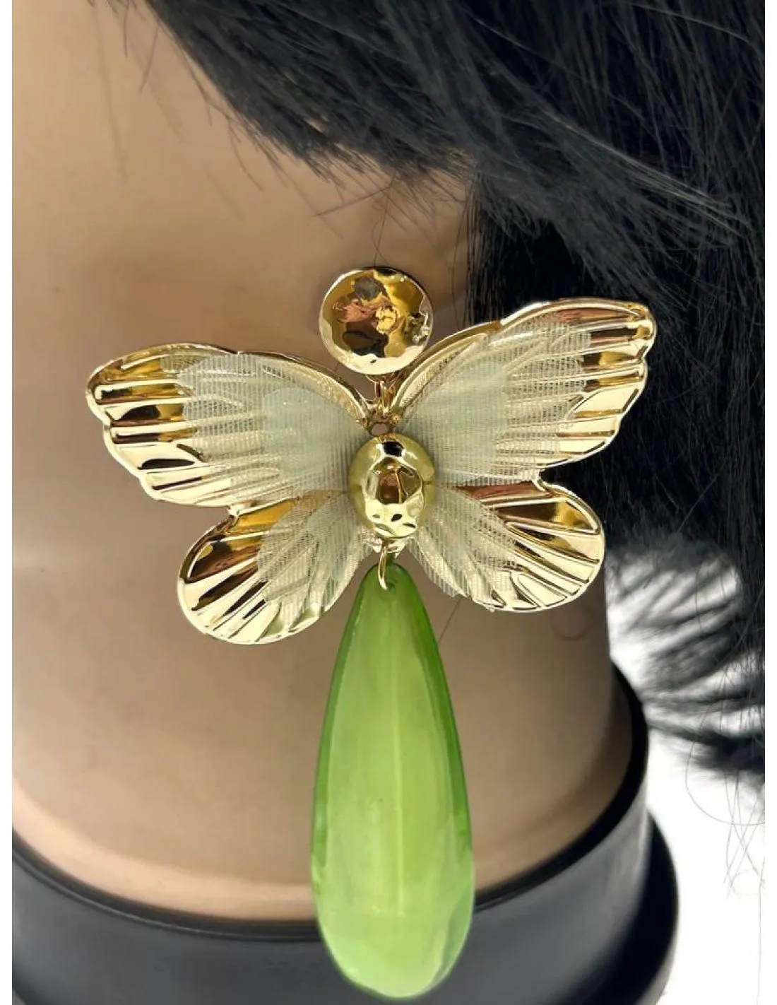 PENDIENTES MUJER LARGOS VERDES CON MARIPOSAS IDEALES PARA EL VERANO