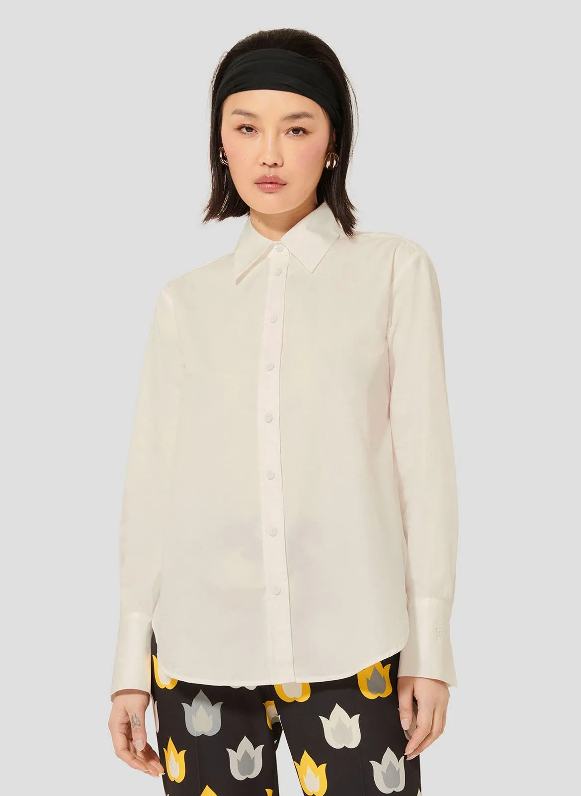 TARA JARMON CLARISSE  CAMISA DE ALGODóN RECTA EN BLANCO