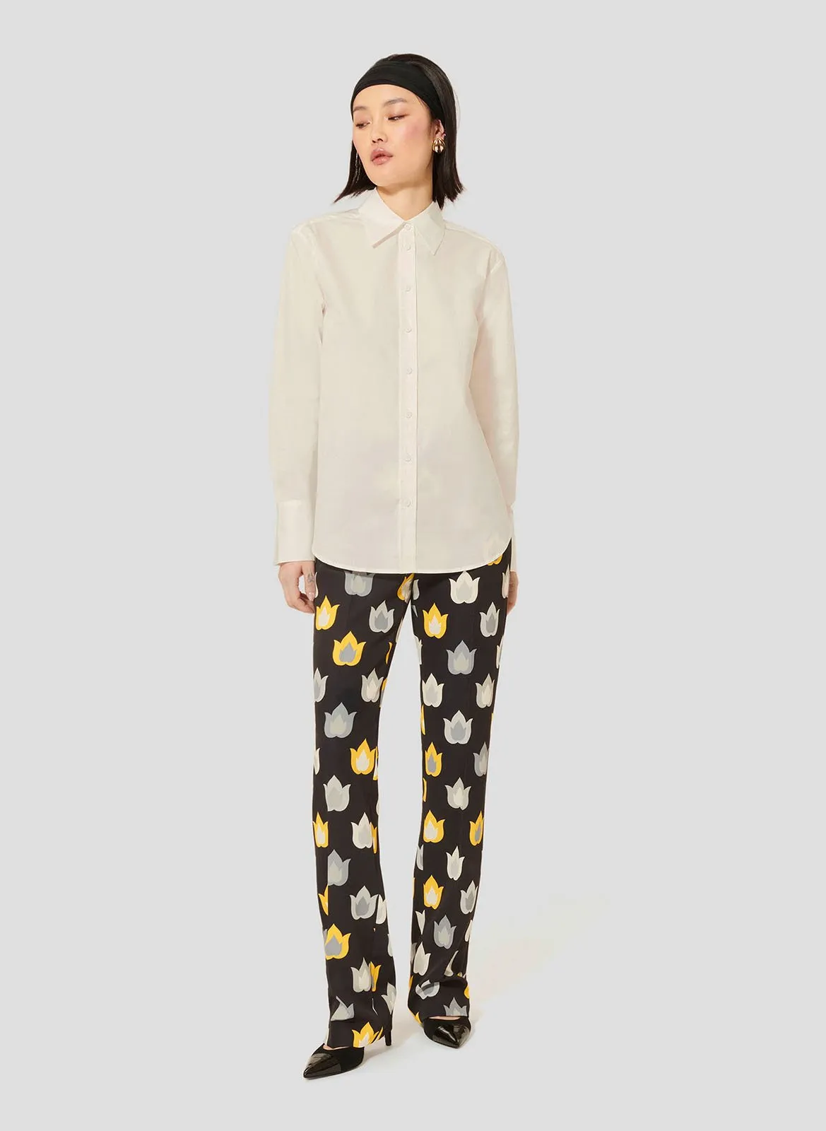 TARA JARMON CLARISSE  CAMISA DE ALGODóN RECTA EN BLANCO