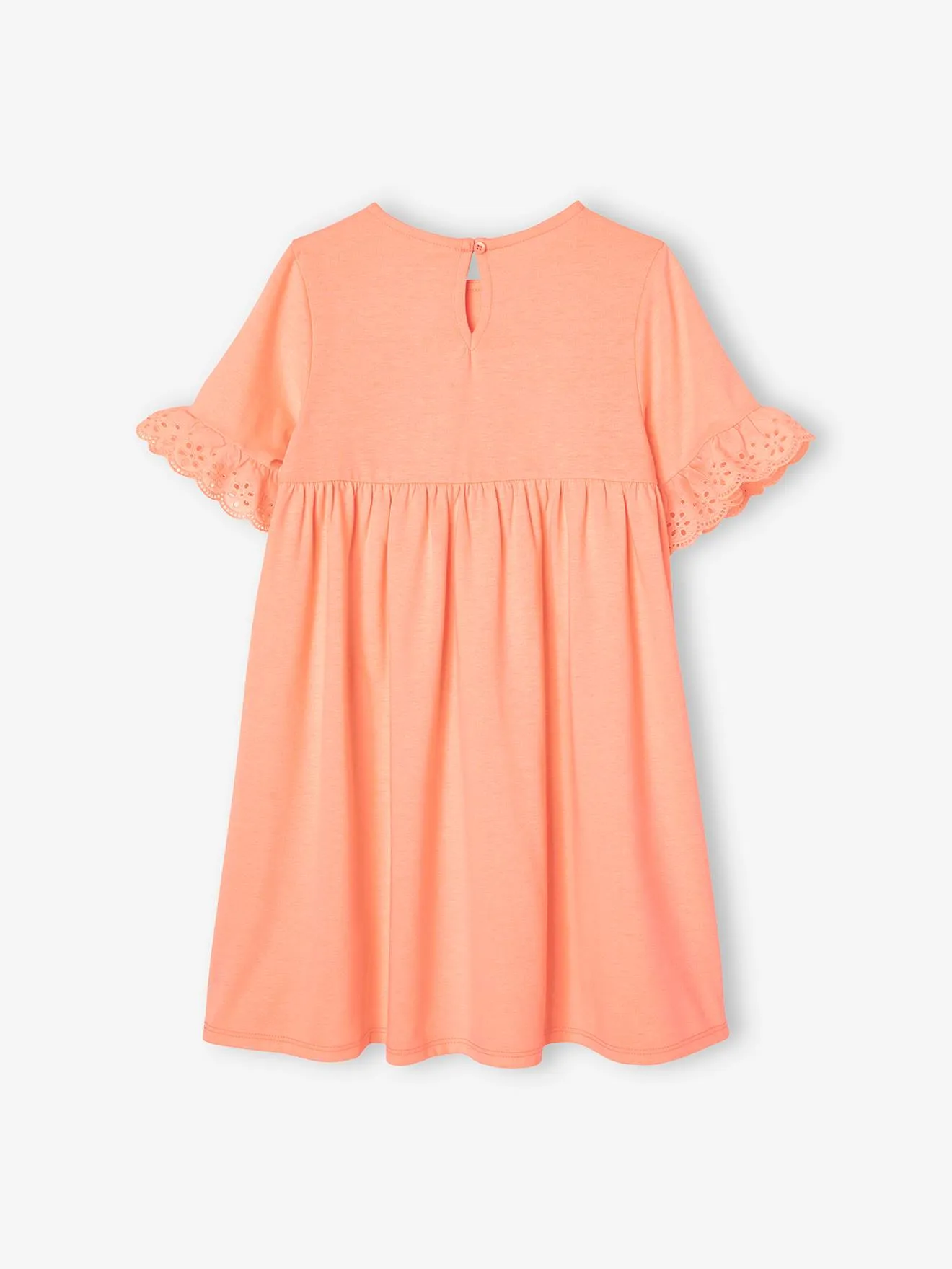 Vestido de manga corta de bordado inglés para niña