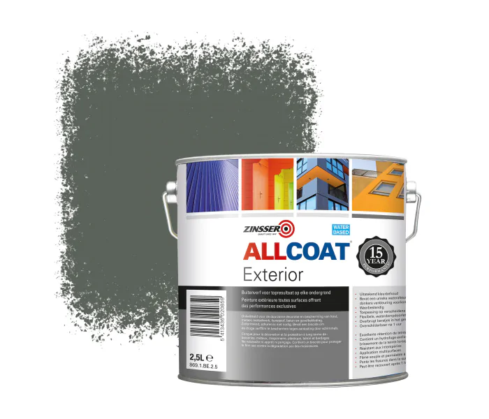 ZINSSER ALLCOAT PINTURA EXTERIOR PARA PAREDES RAL 7009 GRIS VERDOSO  2,5 LITRO